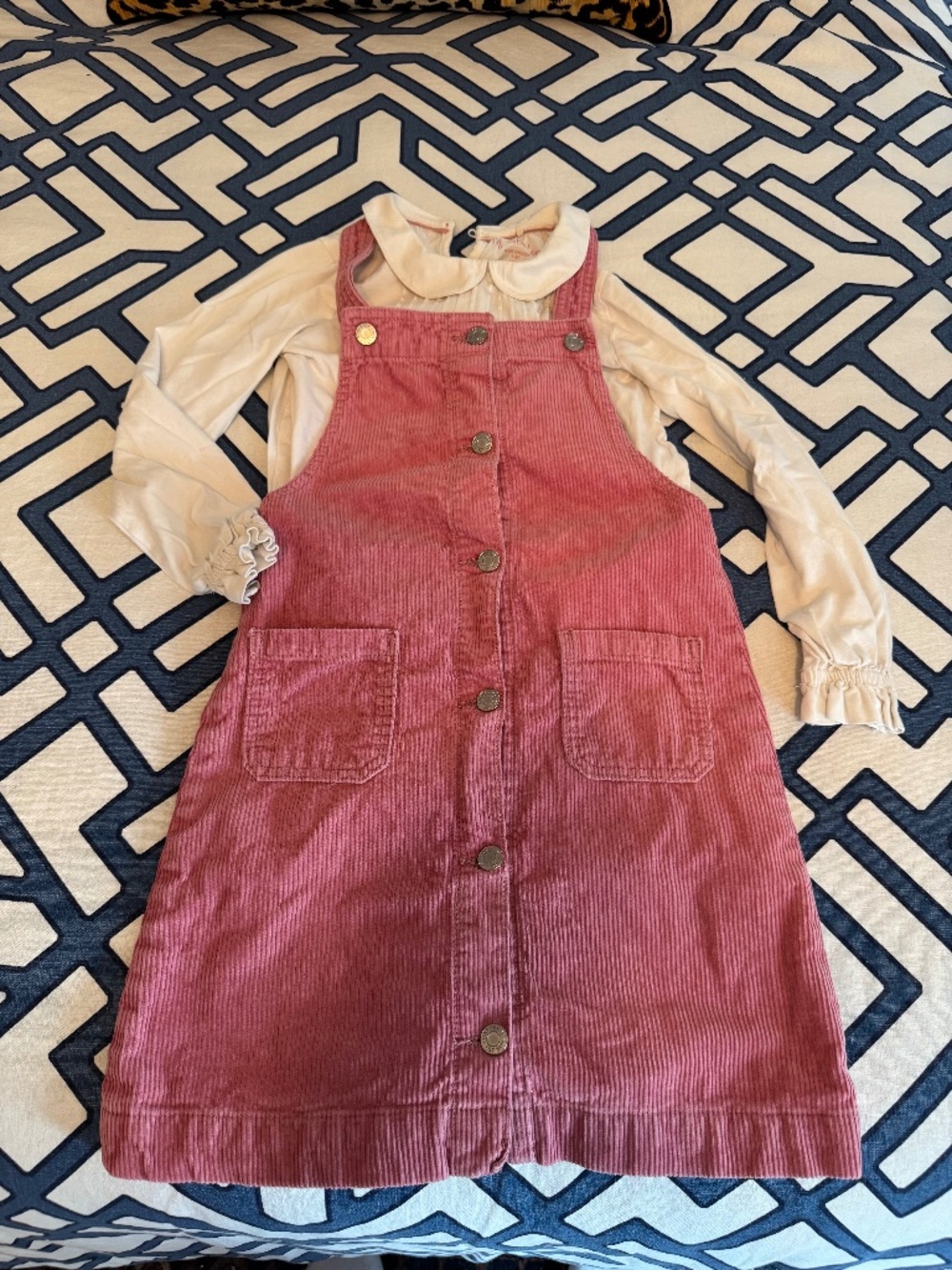Pink Corduroy Dress and Peter Pan Collar Shirt